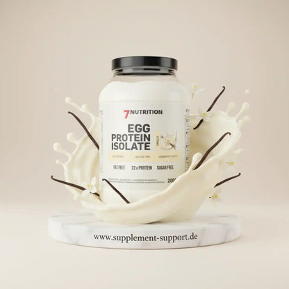 Eiweißpulver Vanille von 7Nutrition, fettfrei, zuckerfrei, 22g Protein pro Portion
