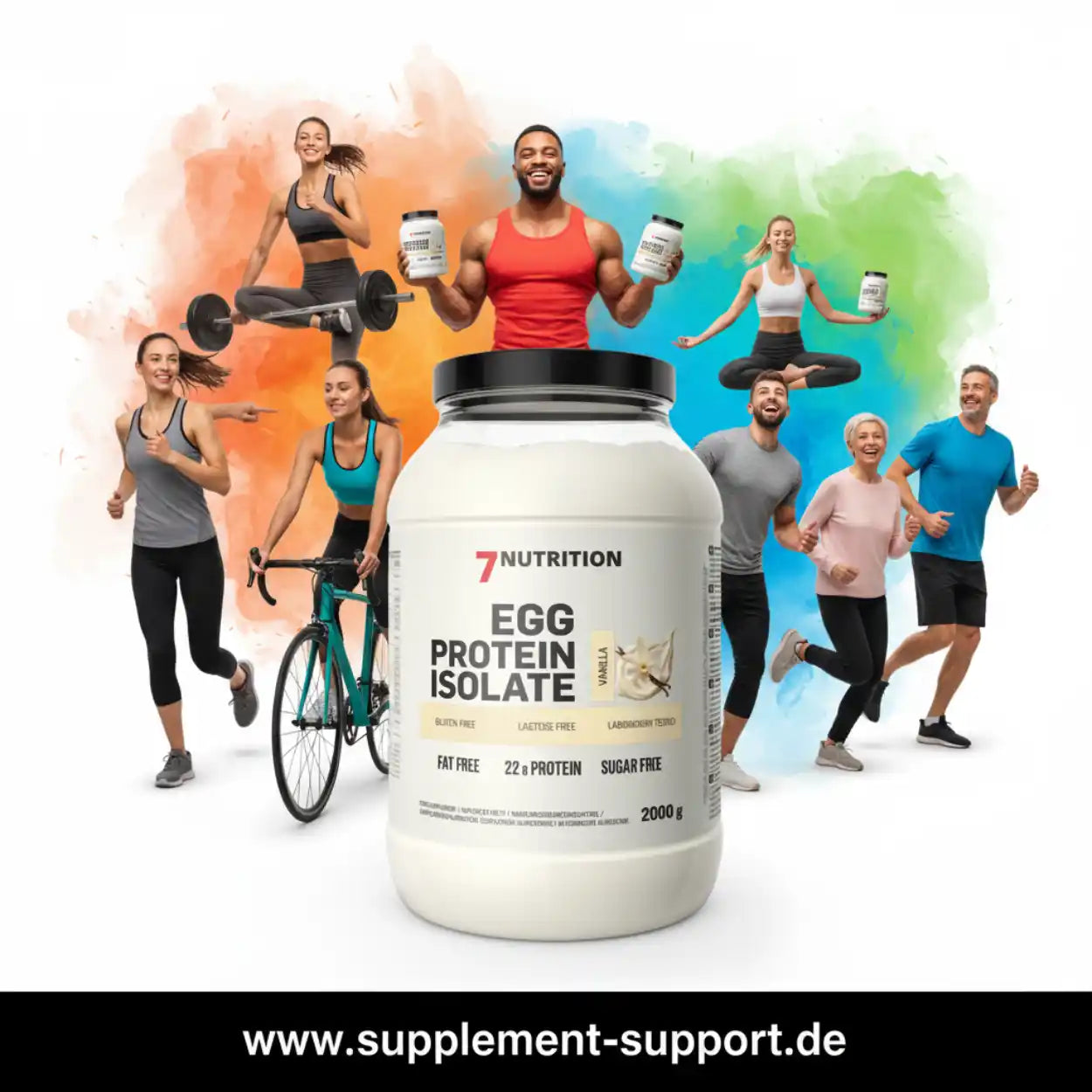 7Nutrition Eiweißpulver Egg Protein Isolate Vanille, fettfrei, zuckerfrei, 2000g – ideal für Sport & Fitness