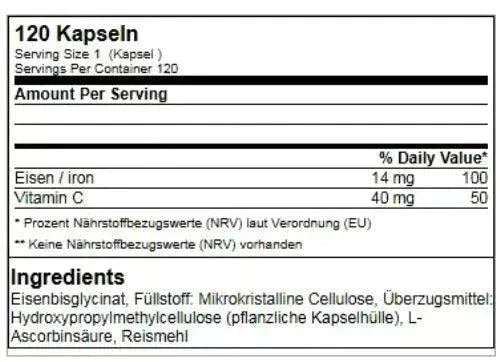 GN Laboratories Eisen / IRON 120 Vegan Kapseln - Supplement Support