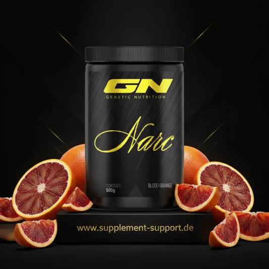 GN Genetic Nutrition Narc Blood-Orange Protein 500g mit Blutorangen-Scheiben