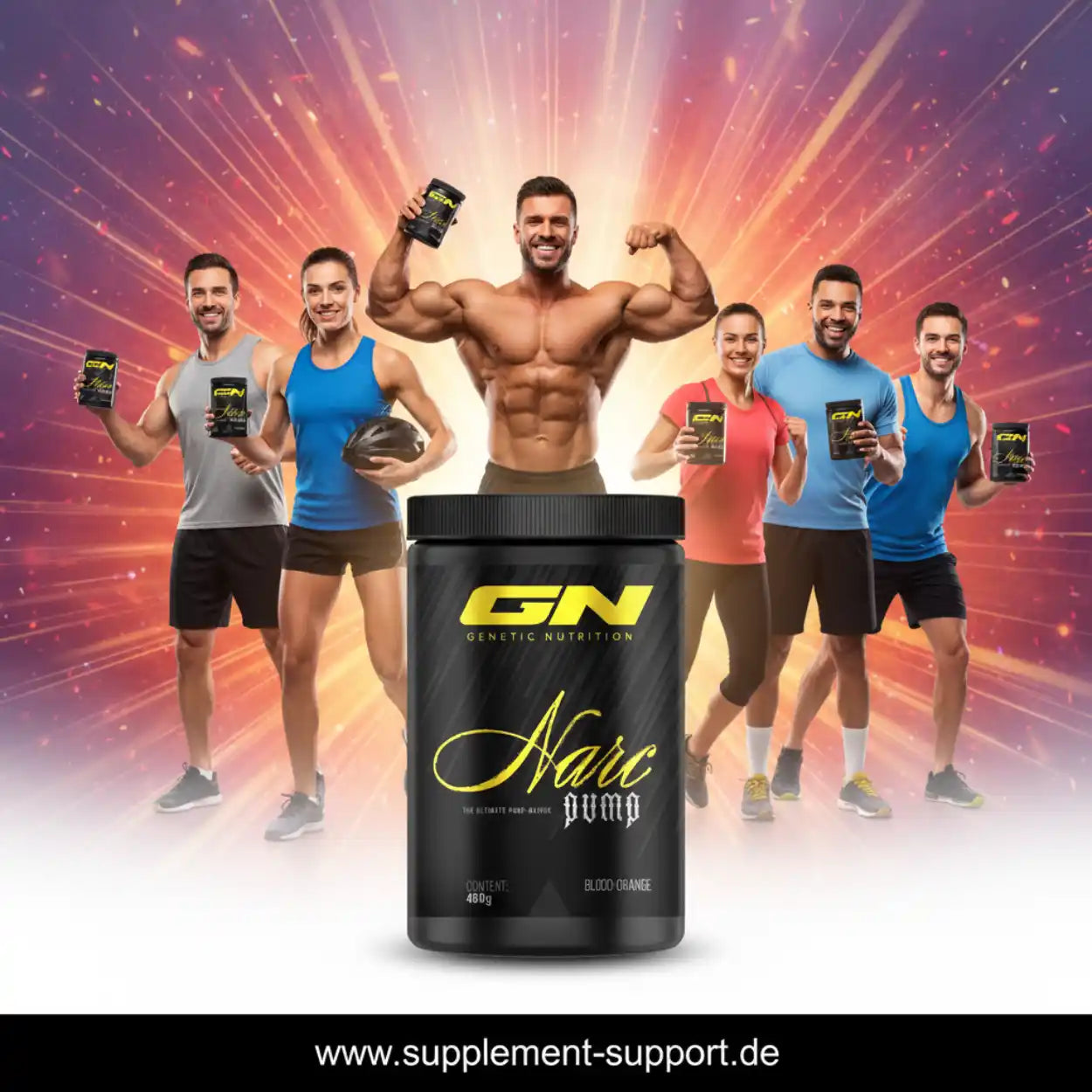 GN Narc Pump Pre-Workout Supplement mit Blutorange Geschmack, ideal für Muskeldefinition und Energie