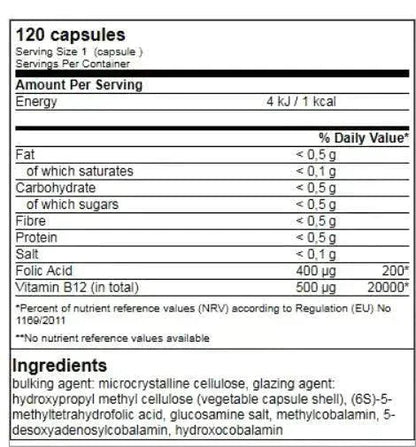 GN Vitamin B12 Complex 120 Vegan Kapseln á 500mcg - Supplement Support