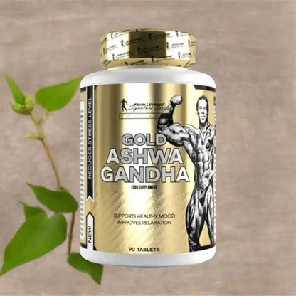 Gold Ashwagandha Nahrungsergänzungsmittel für Stressabbau & Stimmung, 90 Tabletten, mit Muskelmann-Design