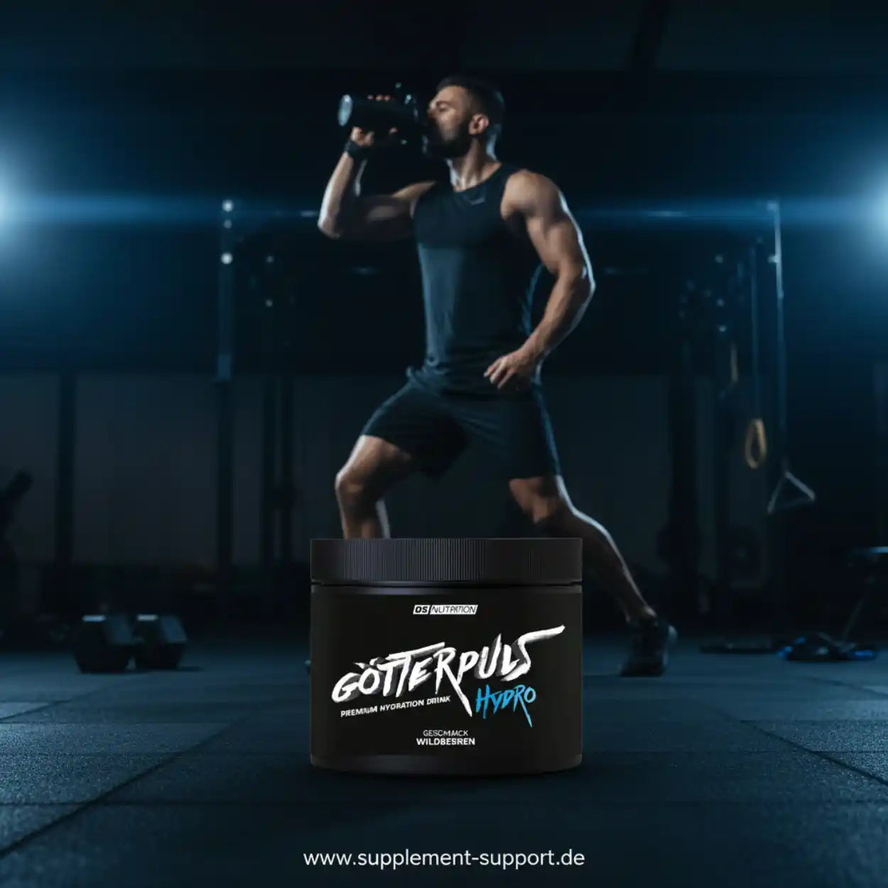 Götterpuls Hydro Premium Hydration Drink Wildbeeren im Fitnessstudio
