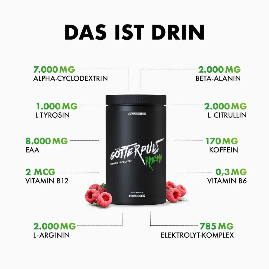 Götterpuls Rabona - Premium Pre Soccer 600g / Fußballer Booster - Supplement Support