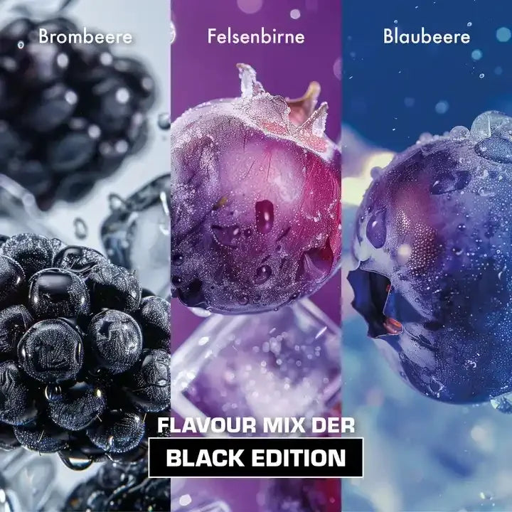 Brombeere, Felsenbirne, Blaubeere – Flavour Mix der Black Edition für Nahrungsergänzung