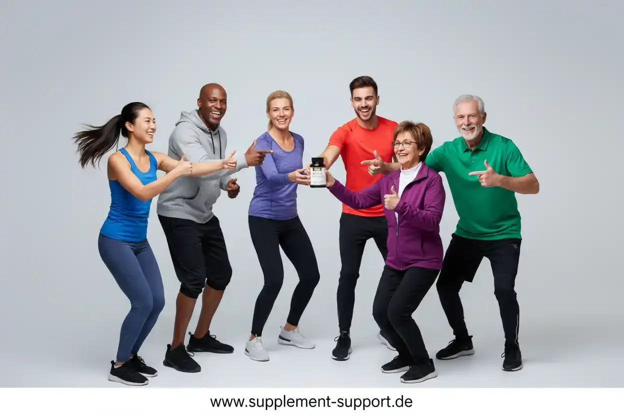 Gruppe mit Nahrungsergänzungsmittel, Protein, Vitamine, Sportnahrung, Booster, Gainer