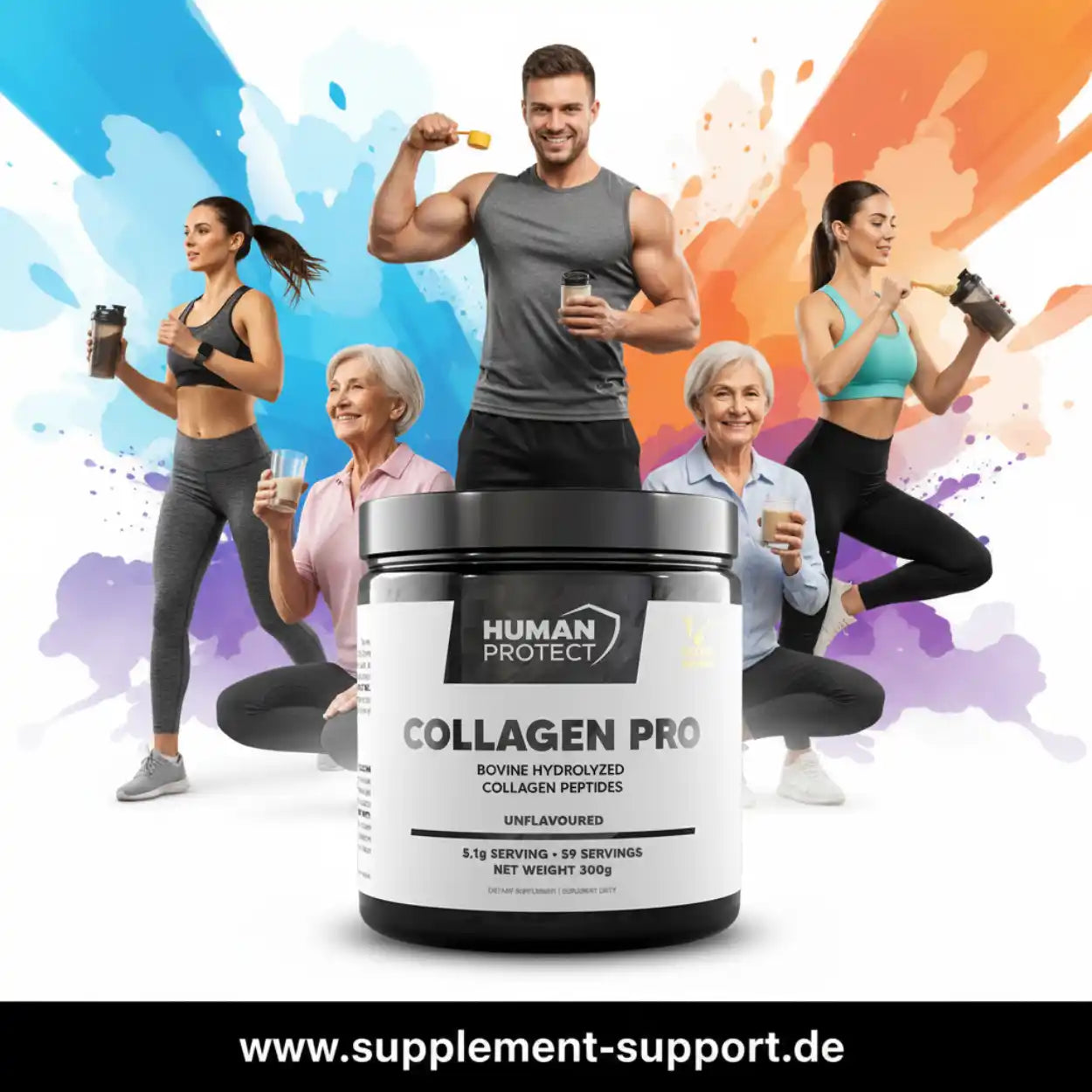 Human Protect Collagen Pro bovine hydrolyzed Kollagen-Peptide für Gelenke und Haut