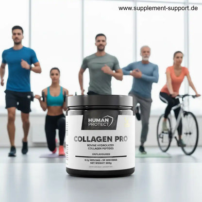 Human Protect Collagen Pro bovines Kollagen-Peptide Pulver vor sportlichen Menschen