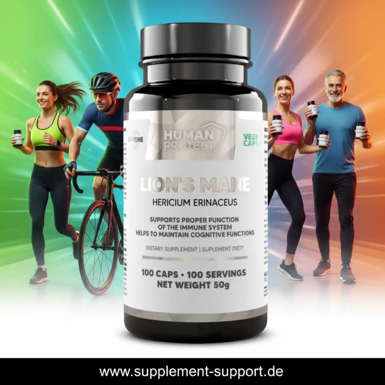 Human Protect Lion's Mane Nahrungsergänzungsmittel für Immunsystem und Kognition