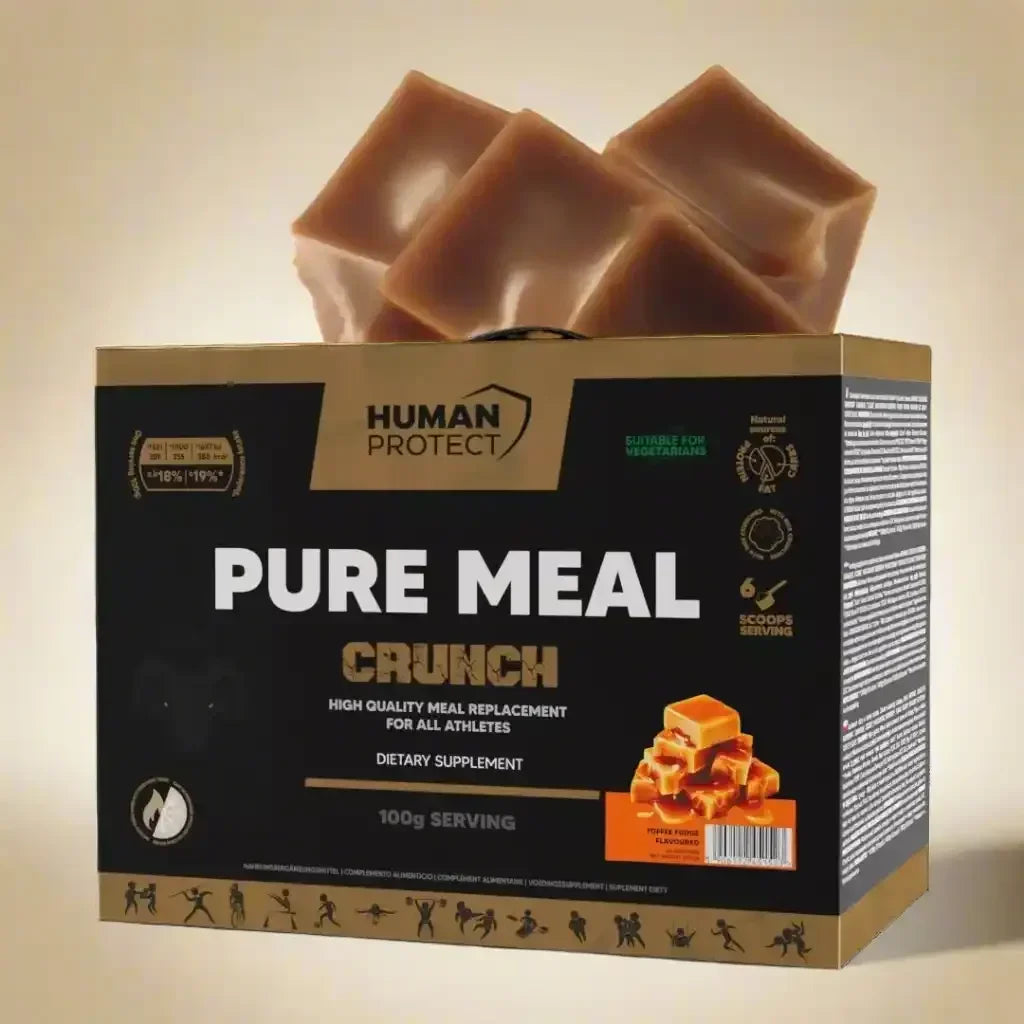 Human Protect Pure Meal Crunch – Hochwertiger Mahlzeitersatz für Athleten, vegetarisch, 100g Portion