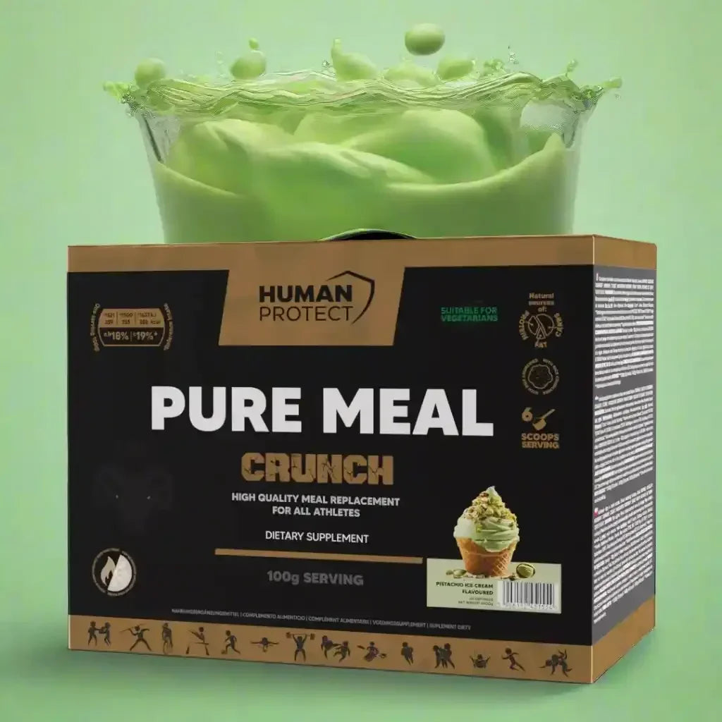 Human Protect Pure Meal Crunch – hochwertiger Mahlzeitenersatz für Athleten, Pistazien-Eis-Geschmack