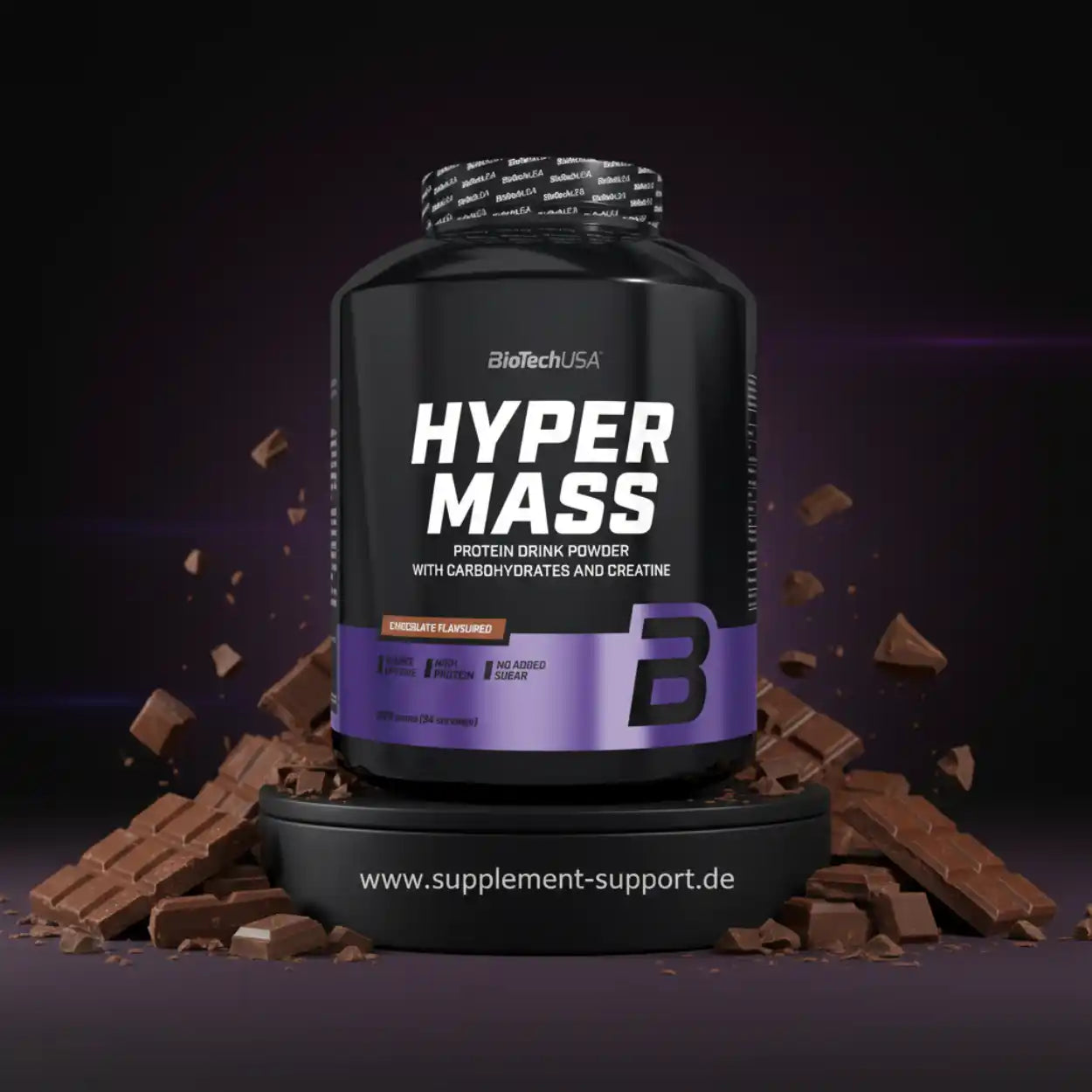 BioTechUSA Hyper Mass Proteinpulver mit Kohlenhydraten und Kreatin, Schokoladen-Geschmack, ideal für Muskelaufbau