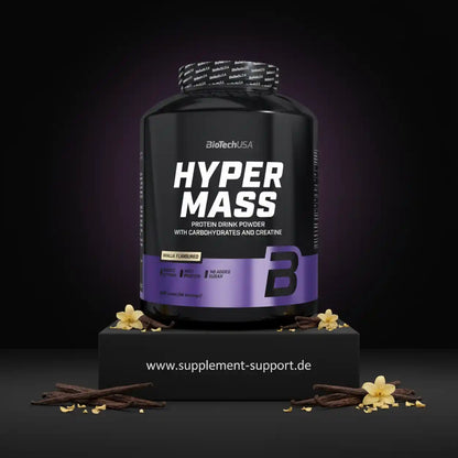 BioTechUSA Hyper Mass Protein Powder mit Kohlenhydraten & Kreatin, Vanillegeschmack, für Muskelaufbau