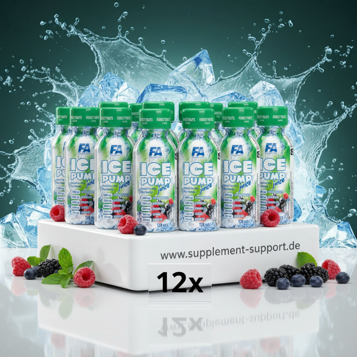 12x FA Ice Pump Juice – erfrischendes Sportgetränk mit Beeren, ideal für Fitness und Training