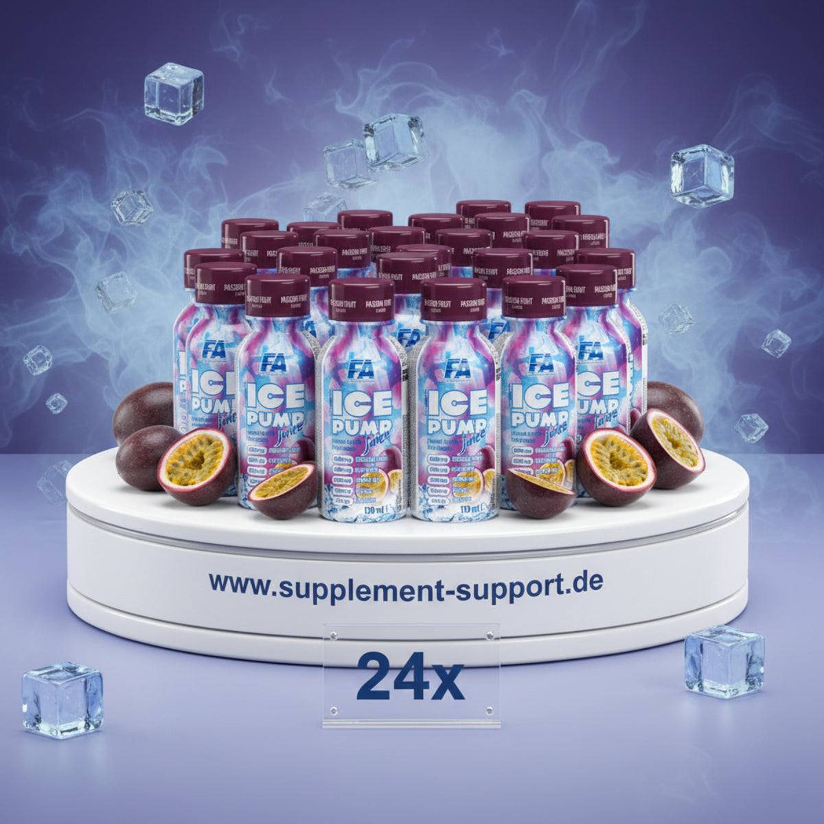 24x FA Ice Pump Juice mit Passionsfrucht, erfrischendes Sportgetränk mit Energiebooster für Athleten