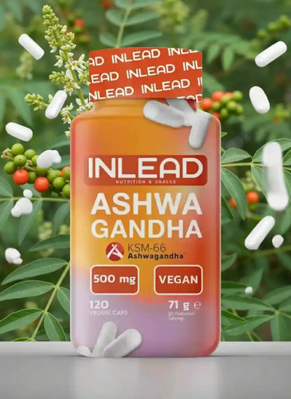 INLEAD Ashwagandha 500 mg Vegan Kapseln, 120 Veggie Caps, natürliche Nahrungsergänzung mit KSM-66