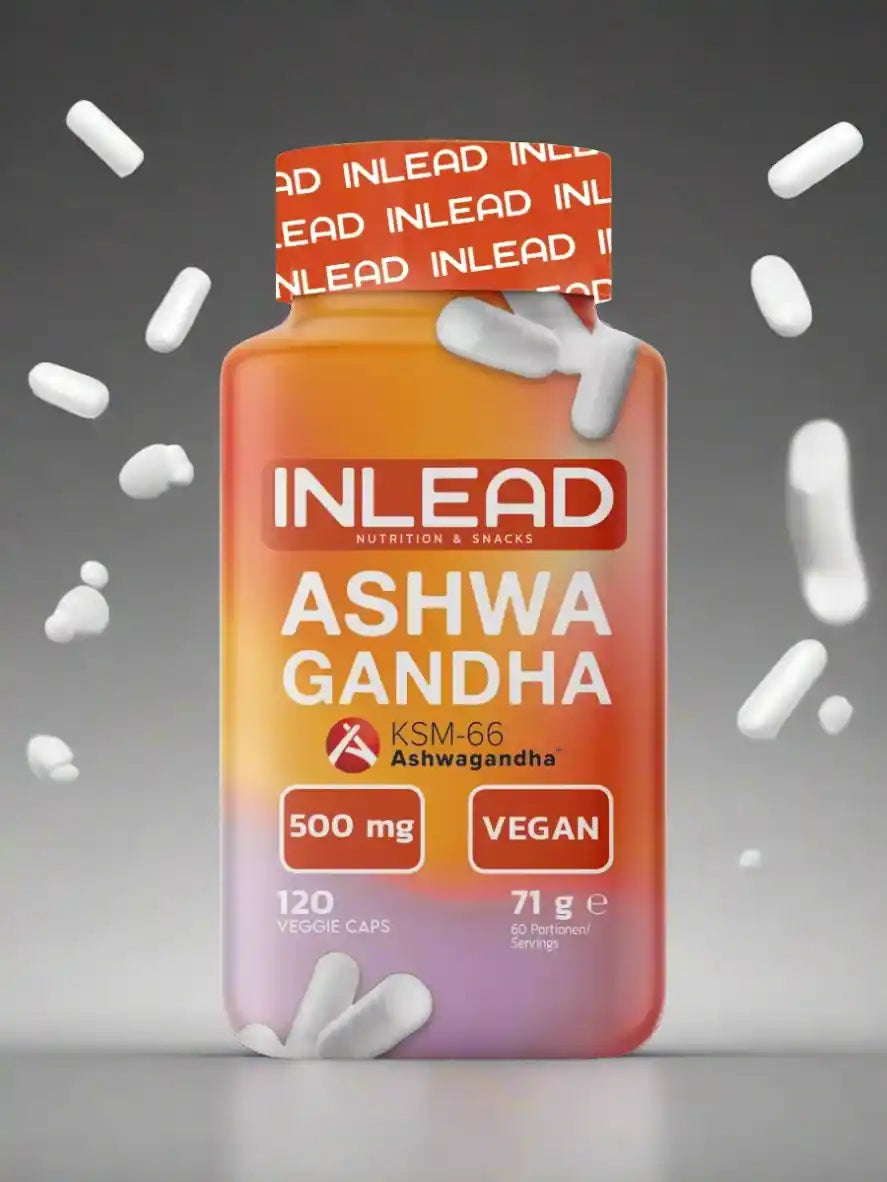 INLEAD Ashwagandha KSM-66 500 mg Veggie Caps, vegan, 120 Kapseln, Nahrungsergänzungsmittel