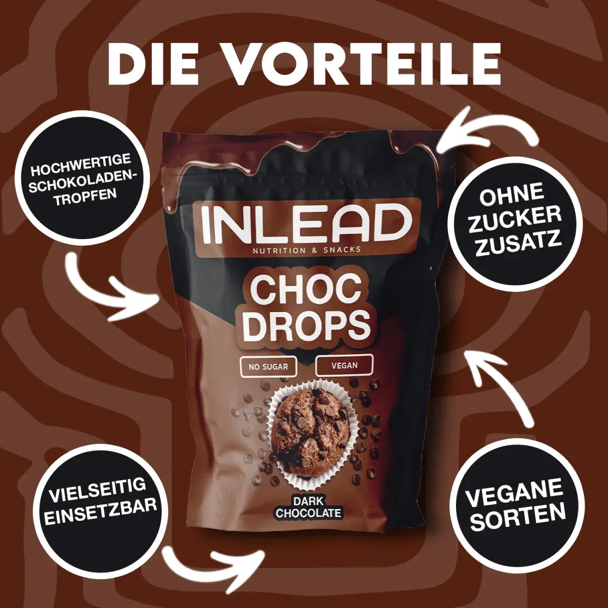 Inlead Choc Drops 150g - Vegan - Supplement Support