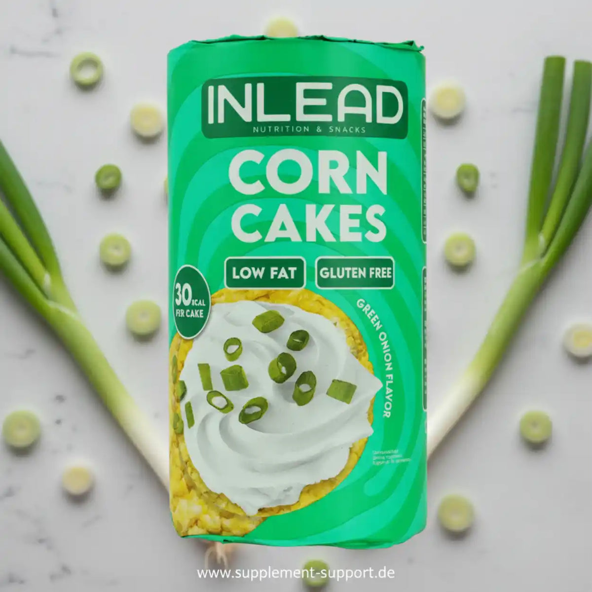 INLEAD Corn Cakes grüne Zwiebel, fettarm & glutenfrei, 30 kcal pro Kuchen, Snack für Sportler