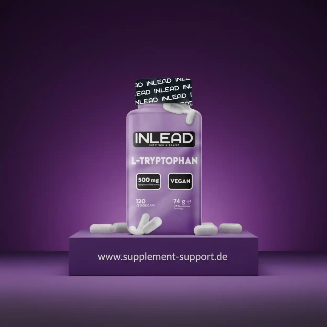 INLEAD L-Tryptophan 500 mg Veggie Caps, vegan, 120 Kapseln, Nahrungsergänzungsmittel