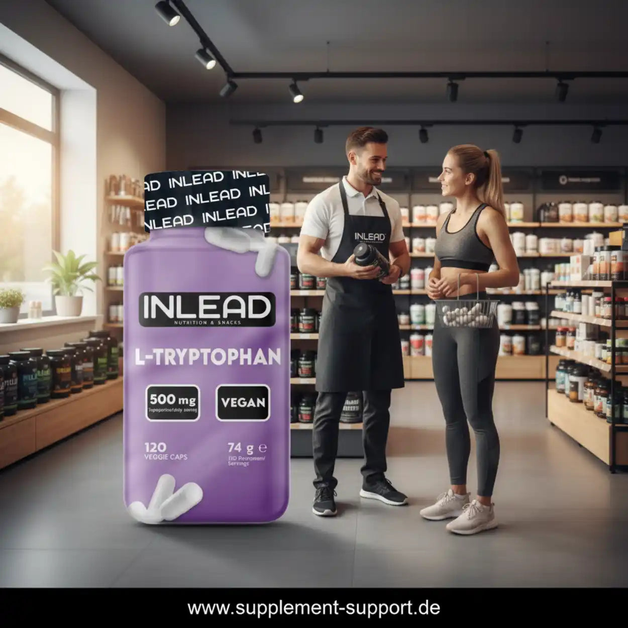 INLEAD L-Tryptophan 500 mg vegan, 120 Veggie Caps – Nahrungsergänzung im Sportshop