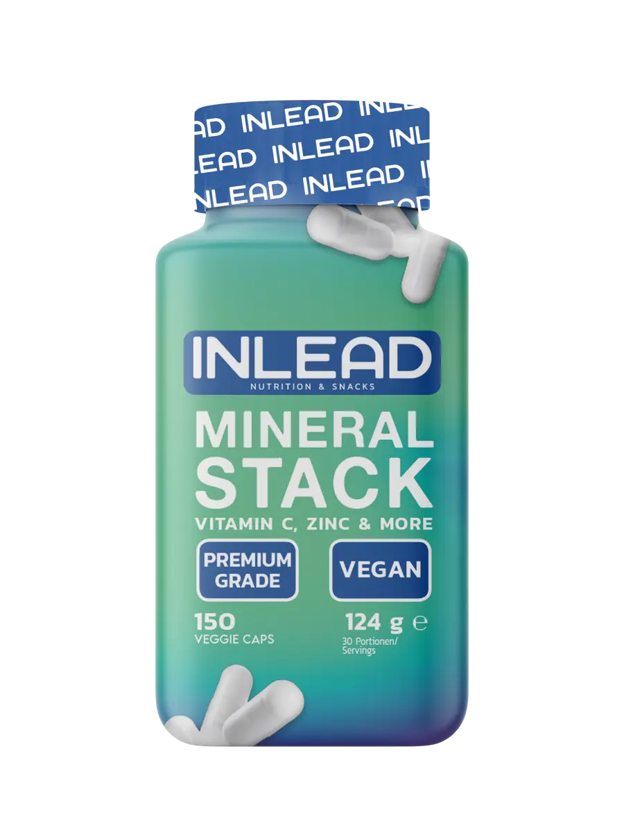 INLEAD Mineral Stack Dose mit 150 veganen Kapseln, Vitamin C, Zink, Premium Sportnahrung