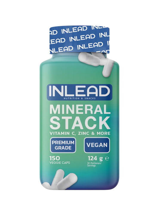 INLEAD Mineral Stack Dose mit 150 veganen Kapseln, Vitamin C, Zink, Premium Sportnahrung