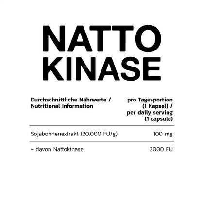 Nattokinase Nahrungsergänzungsmittel mit Sojabohnenextrakt, 100 mg pro Kapsel, 2000 FU Nattokinase