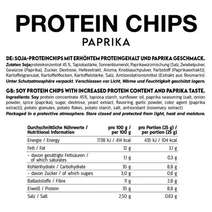 Protein Chips Paprika – Soja-Protein-Chips mit erhöhtem Proteingehalt, ideal für Sportnahrung und Muskelaufbau