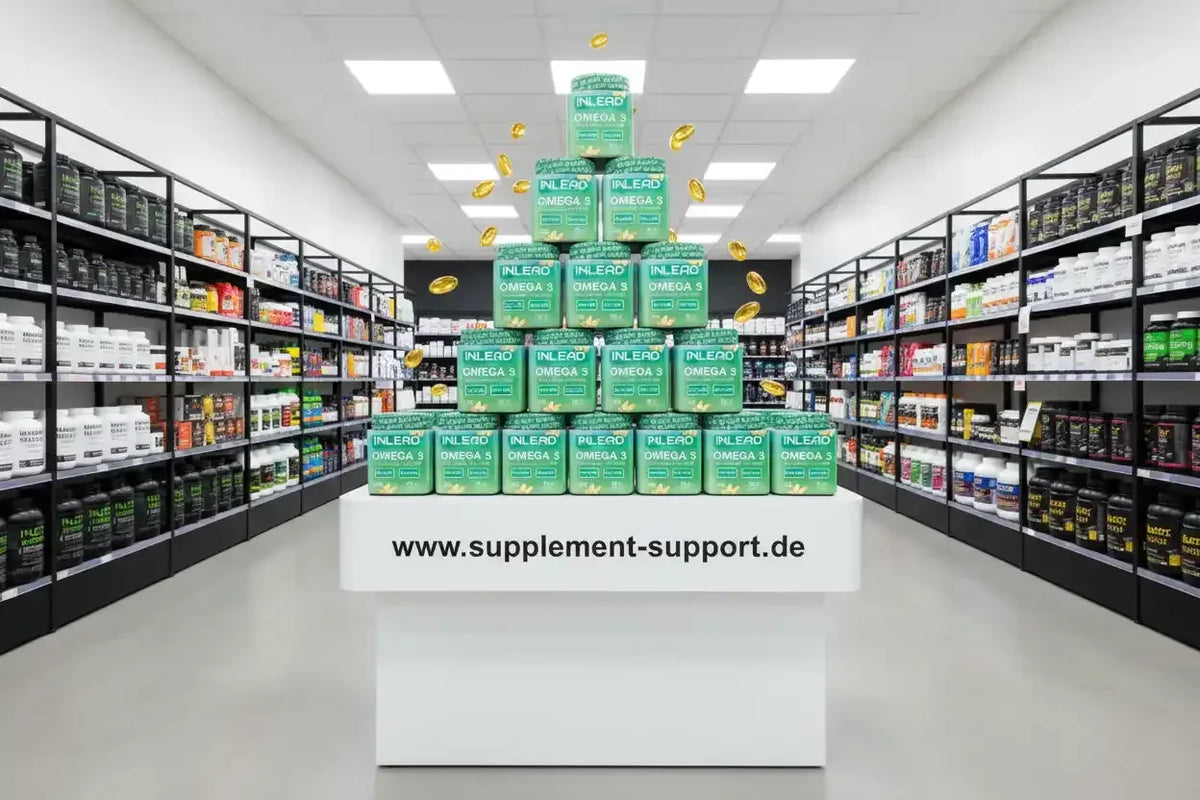 INLEAD Omega-3-Kapseln in Pyramidenform im Supplement-Store, hochwertige Nahrungsergänzungsmittel