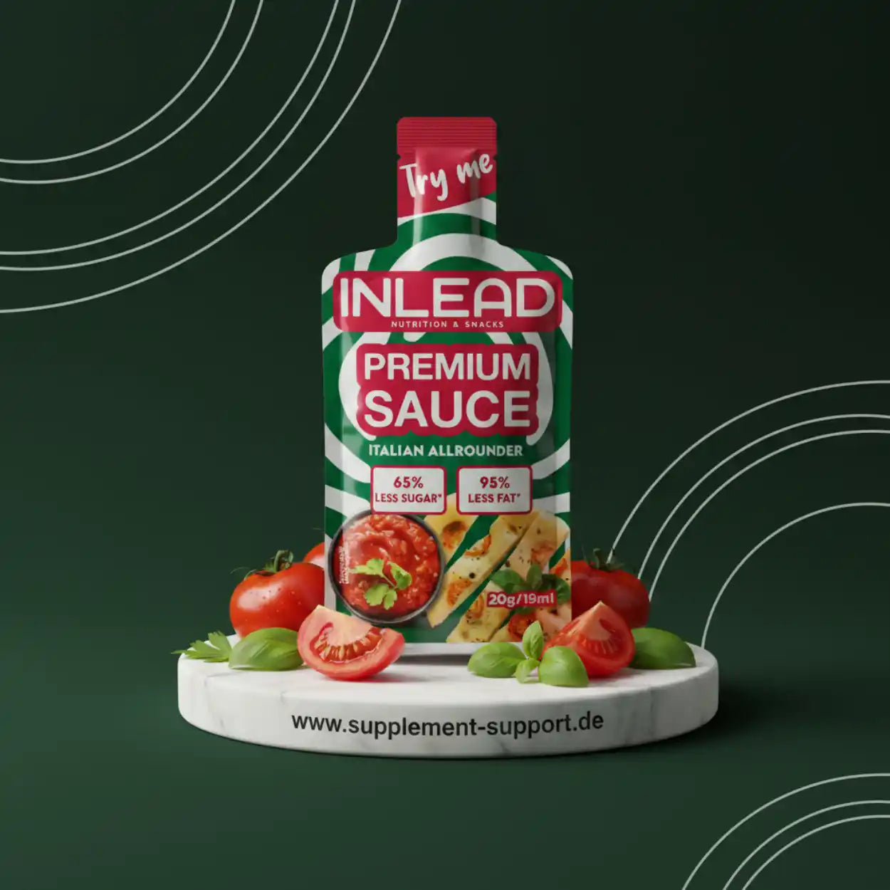 INLEAD Premium Sauce – Italienische Allrounder-Sauce mit 65% weniger Zucker & 95% weniger Fett, ideal für Sportnahrung und Snacks