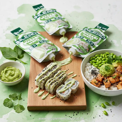 Wasabi Mayo Sauce für Sushi und Bowl – 70% weniger Kalorien, ideal für gesunde Ernährung & Sportnahrung
