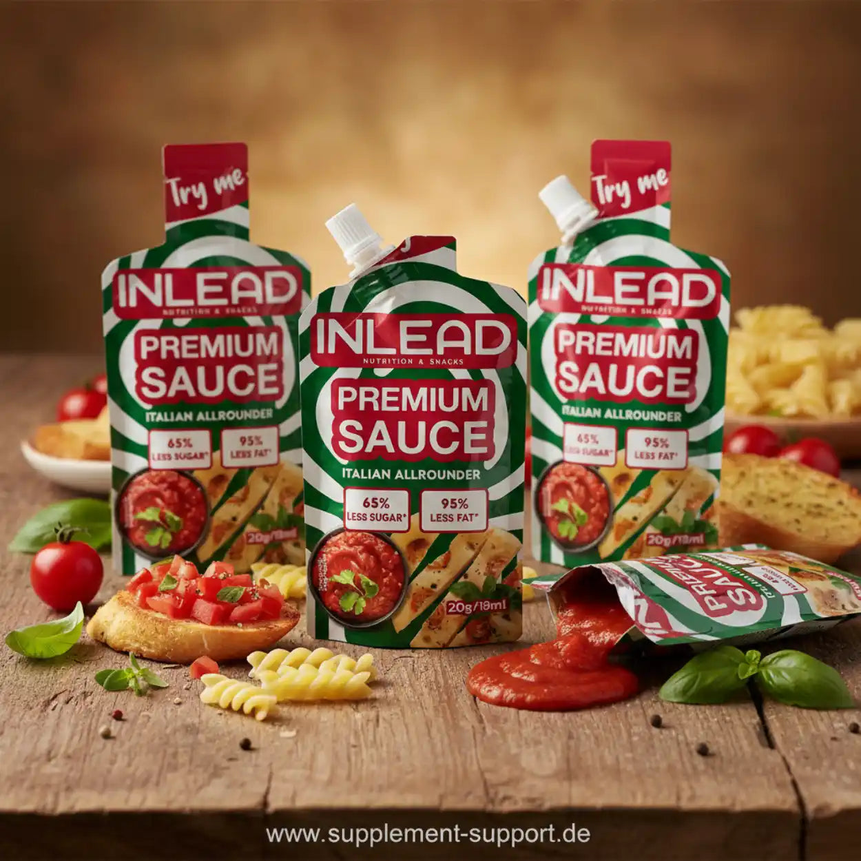 INLEAD Premium Sauce Italian Allrounder – 65% weniger Zucker, 95% weniger Fett, ideal für Pasta & Bruschetta