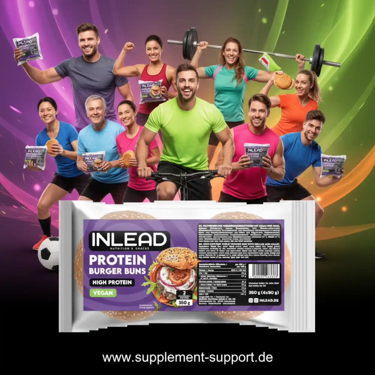 INLEAD Protein Burger Buns – Hochwertige vegane Proteinbrötchen für Sportler und Fitness-Enthusiasten