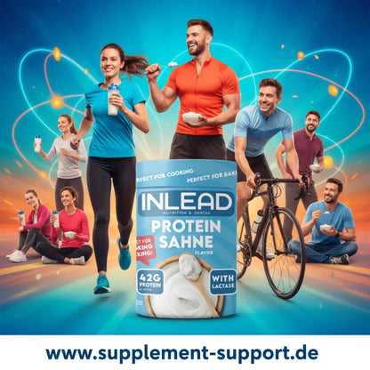 INLEAD Protein Sahne mit 42g Protein und Lactase, ideal für Sportler und Fitnessbegeisterte