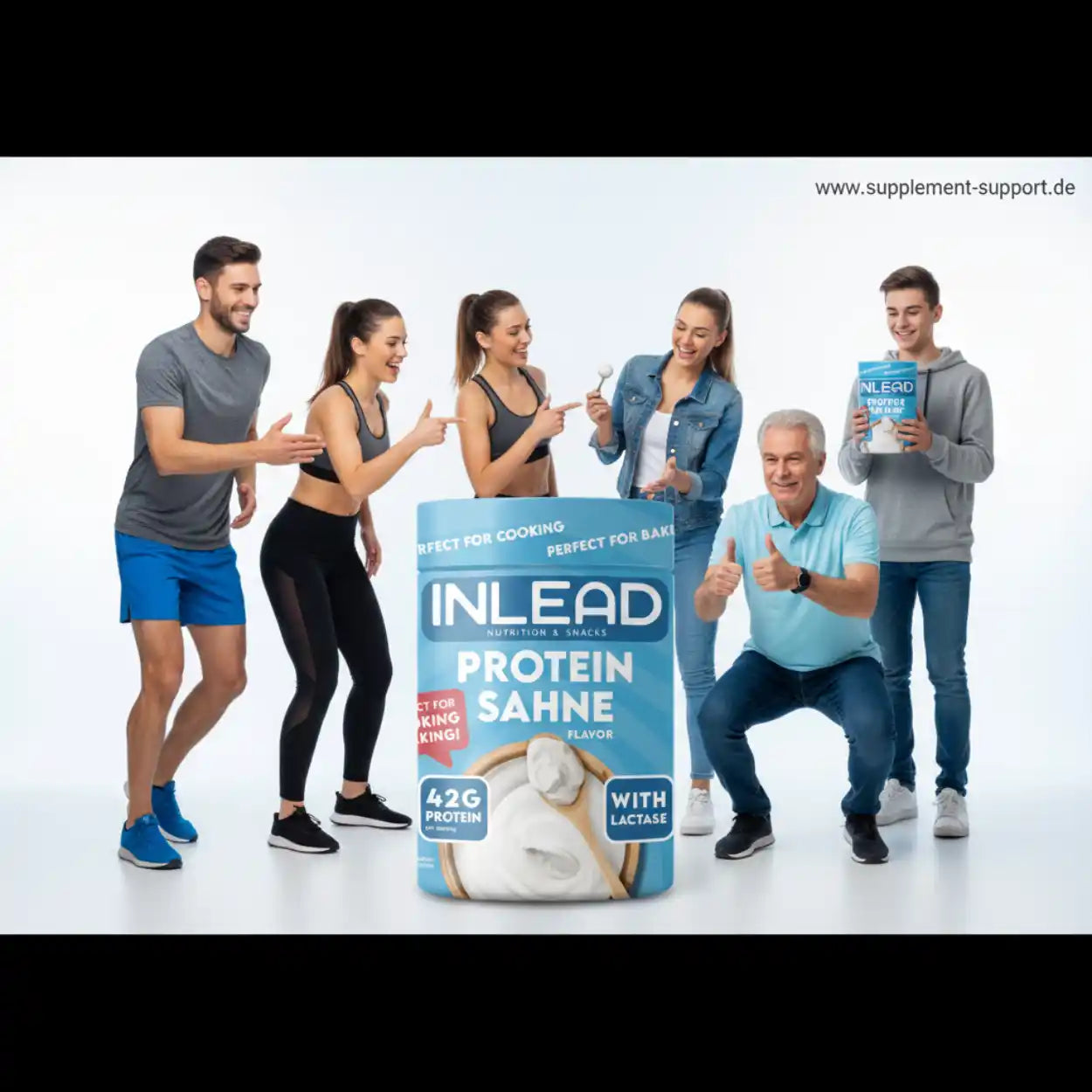 INLEAD Protein Sahne mit 42g Protein und Lactase, ideal für Kochen und Backen
