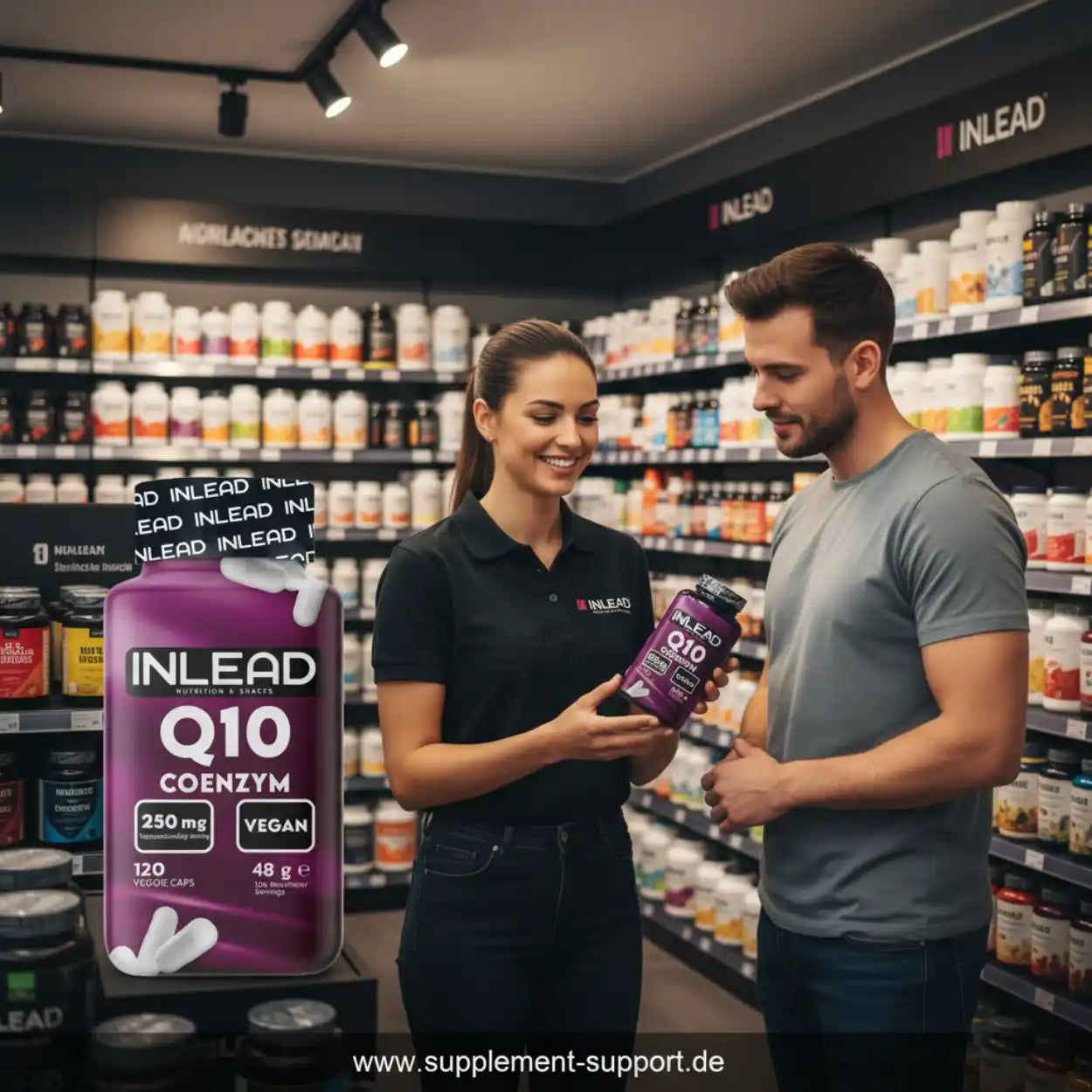 INLEAD Q10 Coenzym Kapseln, Nahrungsergänzungsmittel in moderner Geschäftsumgebung