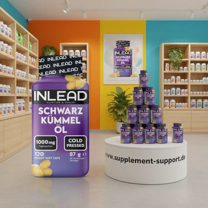 INLEAD Schwarzkümmelöl 1000 mg, kaltgepresst, 120 Veggie Soft Caps – Nahrungsergänzungsmittel im Shop