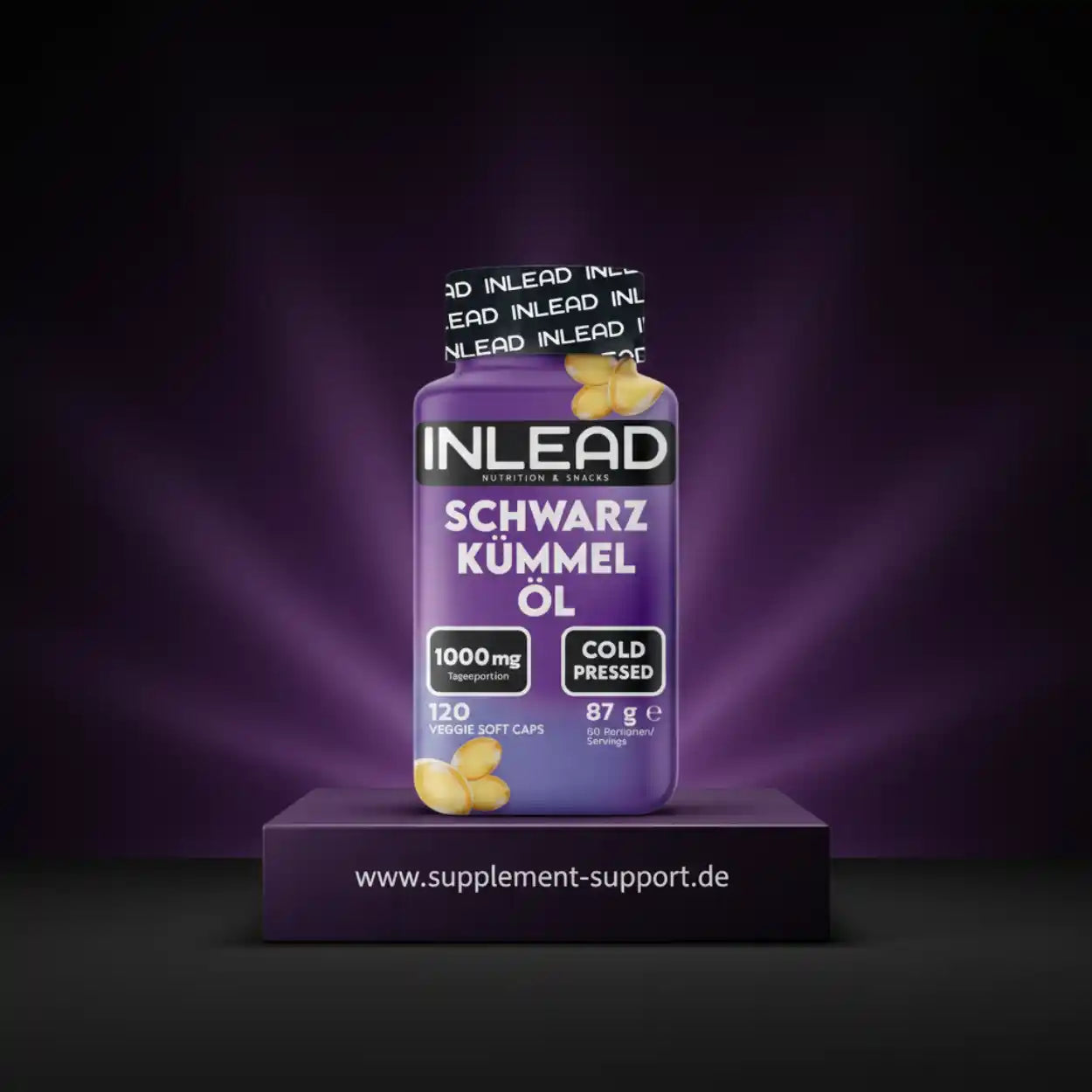 INLEAD Schwarzkümmelöl 1000 mg, 120 Veggie Soft Caps, cold pressed – Nahrungsergänzungsmittel für Gesundheit & Fitness