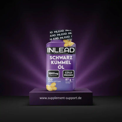 INLEAD Schwarzkümmelöl 1000 mg, 120 Veggie Soft Caps, cold pressed – Nahrungsergänzungsmittel für Gesundheit & Fitness