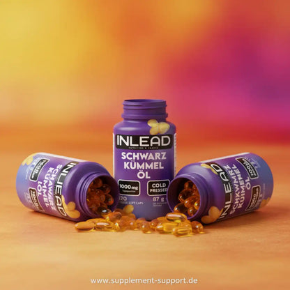 INLEAD Schwarzkümmelöl Kapseln, 1000 mg, kaltgepresst, Nahrungsergänzungsmittel