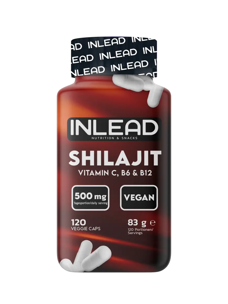 INLEAD Shilajit Kapseln, vegan, Vitamin C, B6 & B12, 120 Stück, Nahrungsergänzungsmittel.