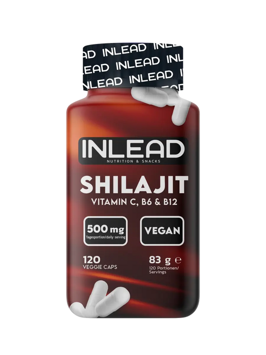 INLEAD Shilajit Kapseln, vegan, Vitamin C, B6 & B12, 120 Stück, Nahrungsergänzungsmittel.