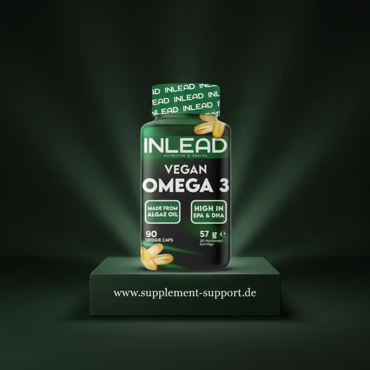 Vegan Omega 3 Kapseln aus Algenöl, hoch in EPA & DHA, 90 Veggie Caps für Nahrungsergänzung