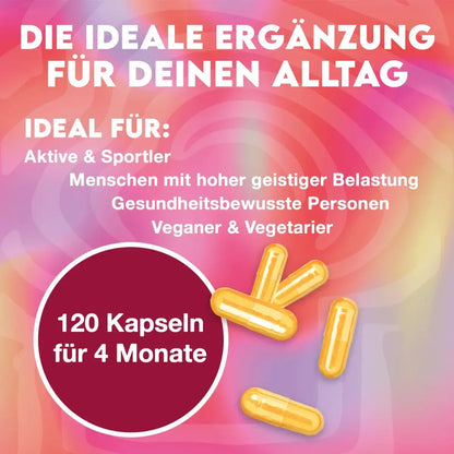 120 Kapseln Nahrungsergänzung für Sportler & Gesundheitsbewusste – Ideal für Alltag & 4 Monate Versorgung