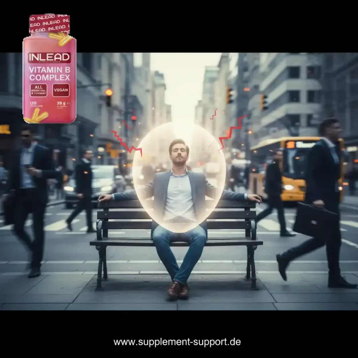 INLEAD Vitamin B Complex – Veganer Nahrungsergänzungsmittel für Energie & Wohlbefinden im Alltag
