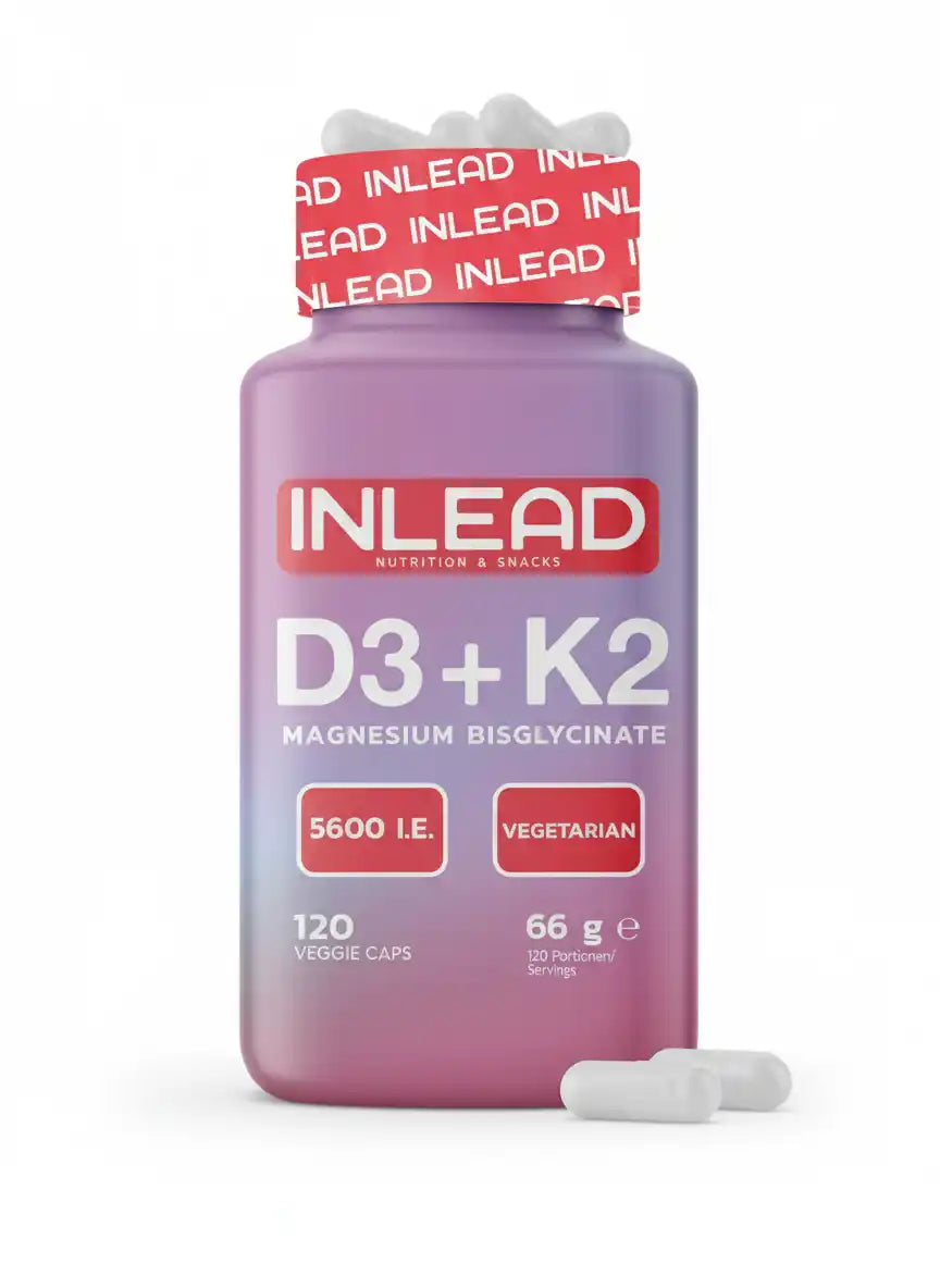 INLEAD D3 + K2 + Magnesium Bisglycinat, 120 vegane Kapseln, 5600 I.E., vegetarisch