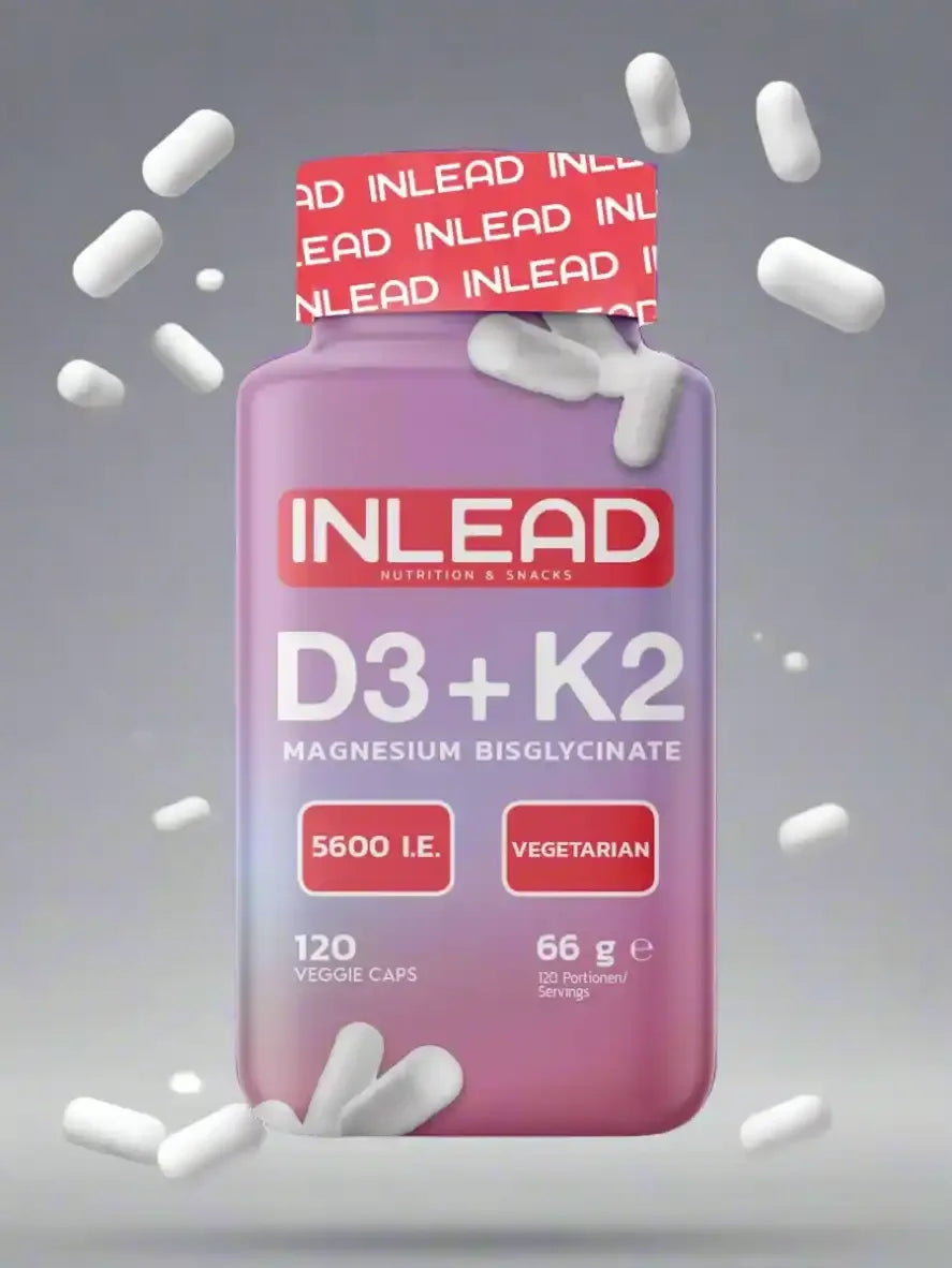 INLEAD D3 + K2 Magnesium Bisglycinate, 120 vegane Kapseln, 5600 I.E., vegetarisch