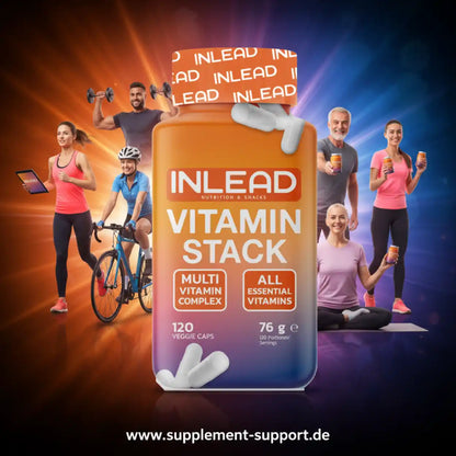 INLEAD Vitamin Stack Multi Vitamin Complex mit 120 Veggie Caps – All Essential Vitamins für Sport & Gesundheit